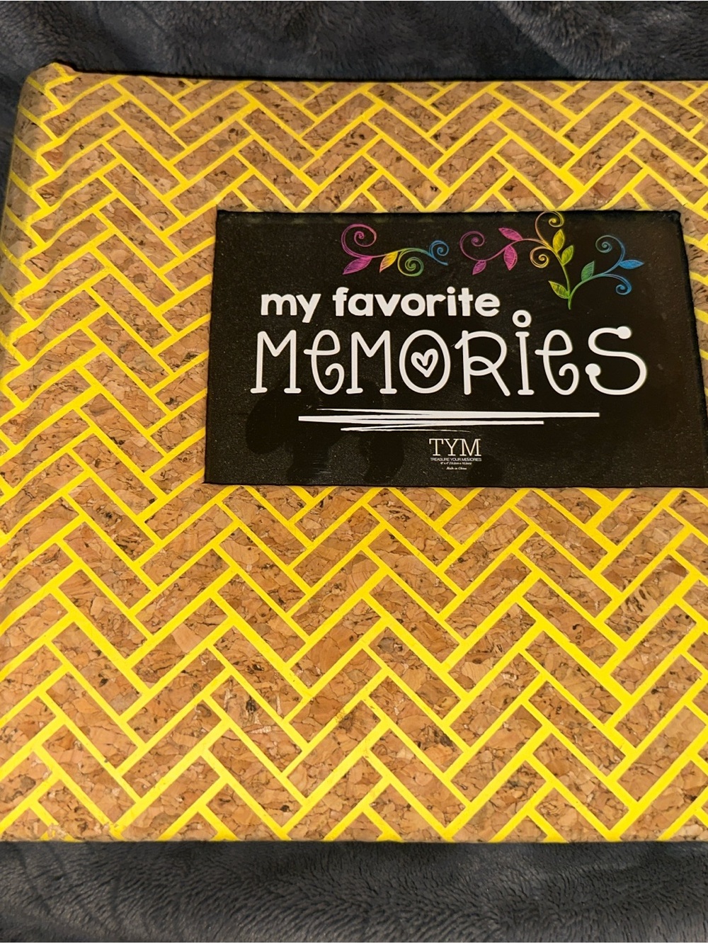 Yellow Chevron Cork Memo Board - My Favorite Memories